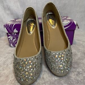 FOREVER Sliver Sparkling Ballet Flat Dress Shoes Size 5
